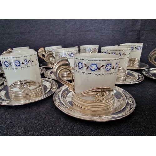 Set Of 12 X Weidmann Porzellan Demitasse   Coffee Cups & Saucers, Made 