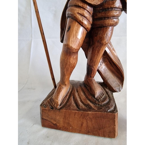 55 - Carved Wood Figure of St Christopher Carrying Jesus, (Approx. H: 53cm)