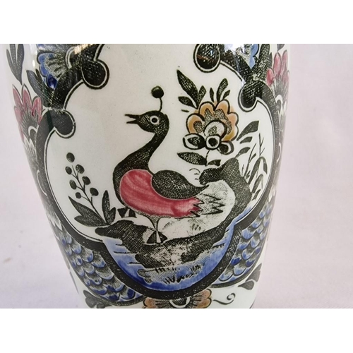 56 - Vintage Villeroy & Boch Paon Vase with Peacock & Flower Design, 'Handausgemalt, Germany', (Approx. H... 