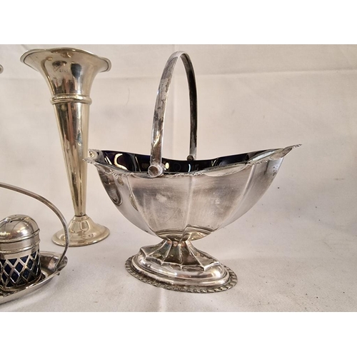 67 - Collection of Decorative Silver Plated Tableware; 2 x Bud Vases, (H: 18cm), Bon Bon Dish with Liner,... 