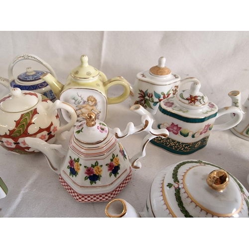 72 - Collection of 12 x 'Porcelain Art' Miniature Teapots, (Ave. H: 8cm), (12)