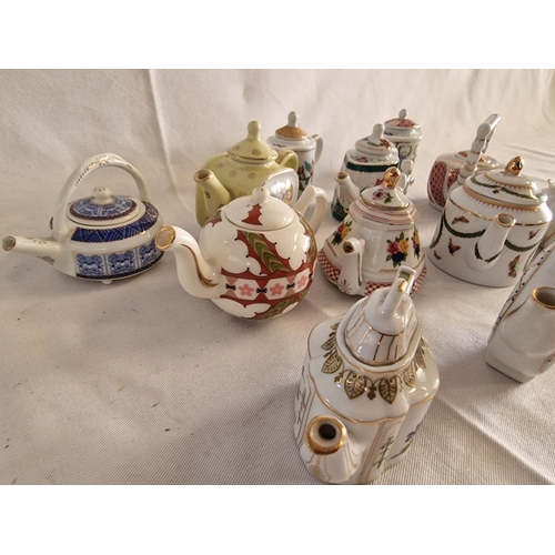 72 - Collection of 12 x 'Porcelain Art' Miniature Teapots, (Ave. H: 8cm), (12)