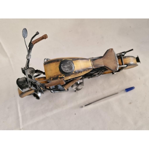 73 - Metal Model of a Motorbike, (Approx. 30 x 17cm Overall)