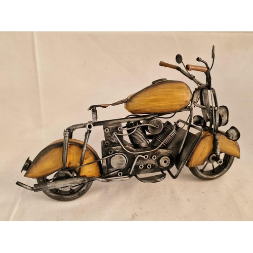 73 - Metal Model of a Motorbike, (Approx. 30 x 17cm Overall)