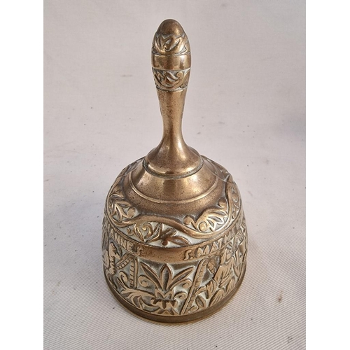 77 - Vintage Brass Evangelist / Sanctuary Bell with Latin Saint Names, (Approx. H: 13cm)