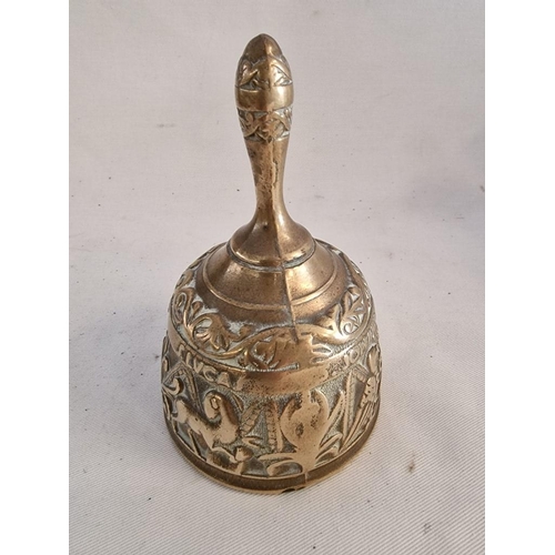 77 - Vintage Brass Evangelist / Sanctuary Bell with Latin Saint Names, (Approx. H: 13cm)