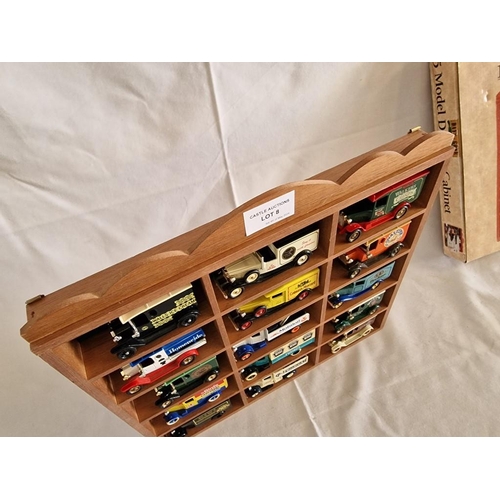 8 - Lledo Wall Hanging Wooden Display Case with Original Box, Containing 15 x Lledo Die Cast Vintage Mod... 