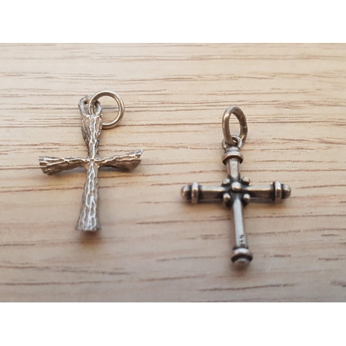 53 - .925 Silver Collection; 11 x Cross Pendants Together with 2 x Chains, Total Weight 41gr