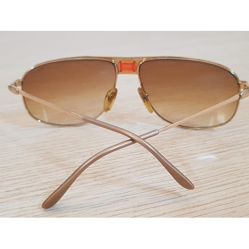 66 - Retro Lacoste Men's Sunglasses Gold Tone with Orange Colour Case