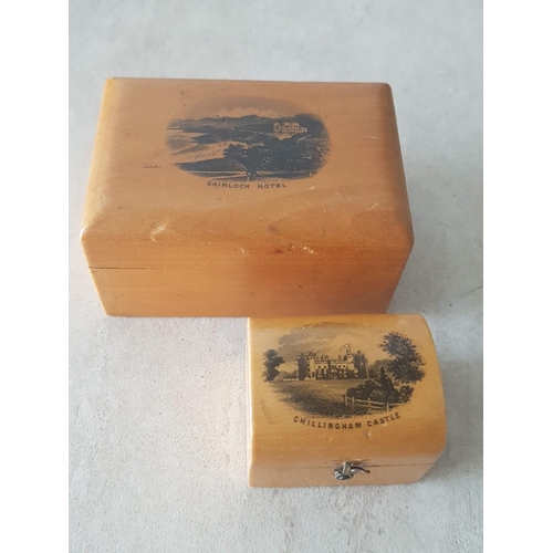 776 - Vintage Mauchline Ware - 2 x Mini Wooden Trinket Boxes (75.5 x 5 x 4cm and 4 x 3 x 3cm)