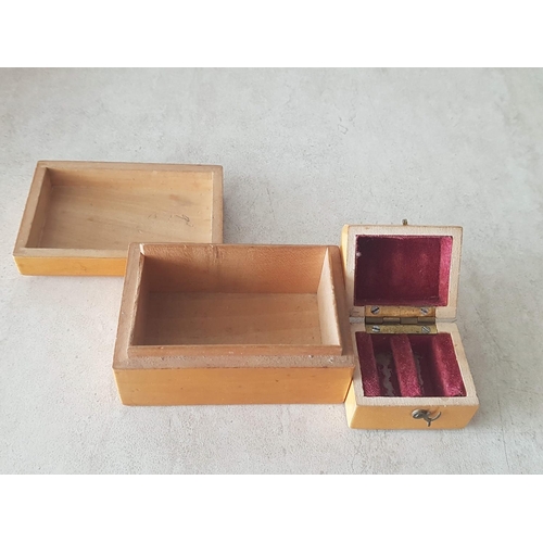 776 - Vintage Mauchline Ware - 2 x Mini Wooden Trinket Boxes (75.5 x 5 x 4cm and 4 x 3 x 3cm)