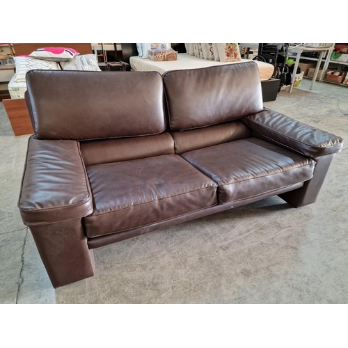 777 - Brown Leatherette 2-Seat Sofa (170 x 86 x 80cm)