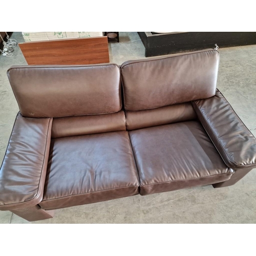 777 - Brown Leatherette 2-Seat Sofa (170 x 86 x 80cm)