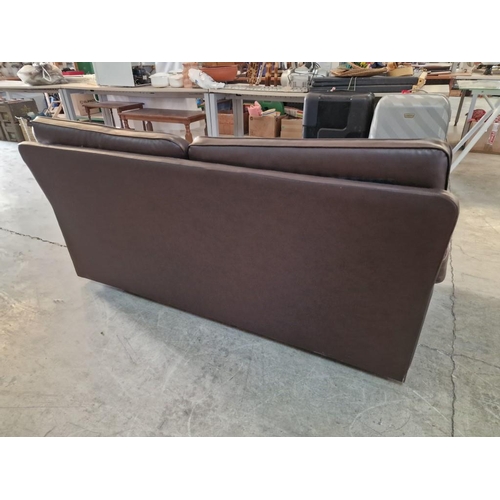 777 - Brown Leatherette 2-Seat Sofa (170 x 86 x 80cm)