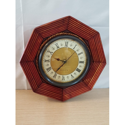 787 - Rustic Style Quartz Wall Clock in Hexagonal Shape (Un-Tested)