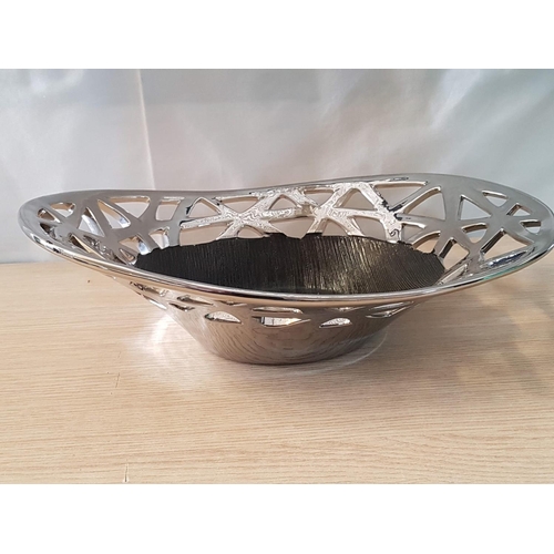 789 - Modern Large Decorative Bowl - Lusterware Black Center and Silver Mirror Effect Large Collar (Approx... 