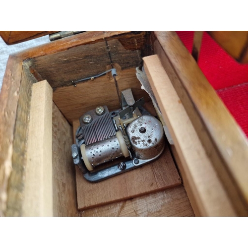 779 - 2 x Carved Wood Jewellery Boxes, with Red Fabric Liner (one with musical wind up, untested), (Larges... 