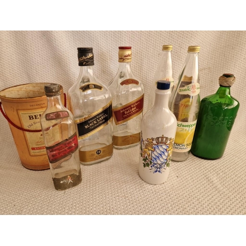 781 - Collection of Vintage Whisky Bottles (Empty!), Incl. Johnnie Walker, Schweppes, Gordons, Together wi... 