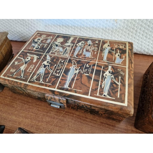 783 - Collection of 6 x Vintage Jewellery Boxes, Mostly Carved Wood with Fabric Lining, (see multiple cata... 