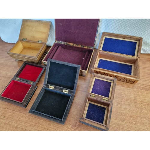 783 - Collection of 6 x Vintage Jewellery Boxes, Mostly Carved Wood with Fabric Lining, (see multiple cata... 