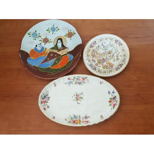 787 - Various Retro Decorative Plated; Oval Minton Narlow (21.5 x 13.5cm) Round Japanse Decorative Plate (... 