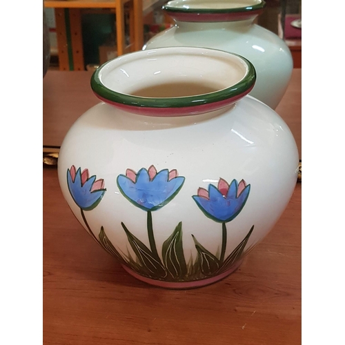 788 - Ceramic County Style Floral Pattern Large Vase, H:20.5cm (Australian Terracotta)