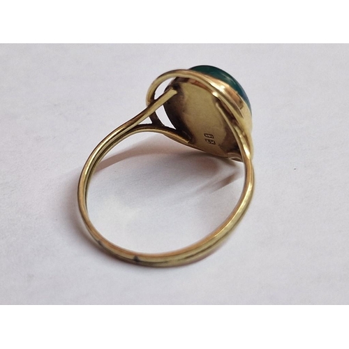 800 - 14ct Gold Oval Shape Pendant with Green Stone / Malachite(?), (Approx. H: 33mm, 6.0g), Together with... 