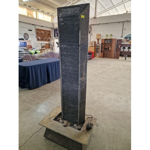 133 - Tall Floor Standing Slate Effect Water Feature / Waterfall, (Approx. H: 170cm), *Basic Test and Work... 