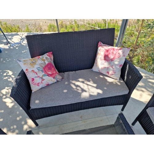 134 - 'Brava' Ratan Garden / Patio Sofa Set; 2-Seater Sofa and 2 x Armchairs with Cushions, Together with ... 