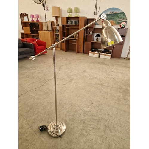 136 - Floor Standing Chrome Colour Adjustable Barometer Spot Light / Lamp