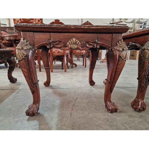 138 - Pair of Square Classical Style Side Tables with Carved Surround, Cabriole Legs with Claw Feet, (Appr... 