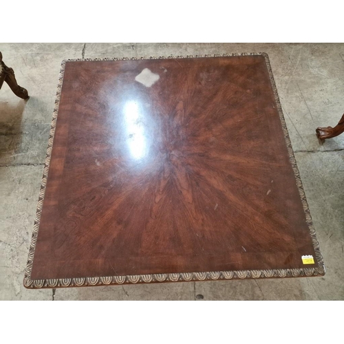 139 - Large Square Classical Style Coffee Table with Carved Surround, Cabriole Legs with Claw Feet, (Appro... 