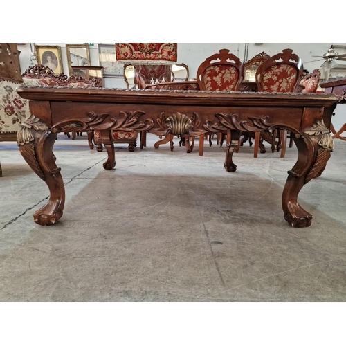 139 - Large Square Classical Style Coffee Table with Carved Surround, Cabriole Legs with Claw Feet, (Appro... 