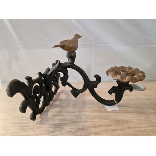 15 - Cast Iron Candle Holding Wall Sconce with Bird, (Approx. 11.5 x 28 x 20cm Overall)