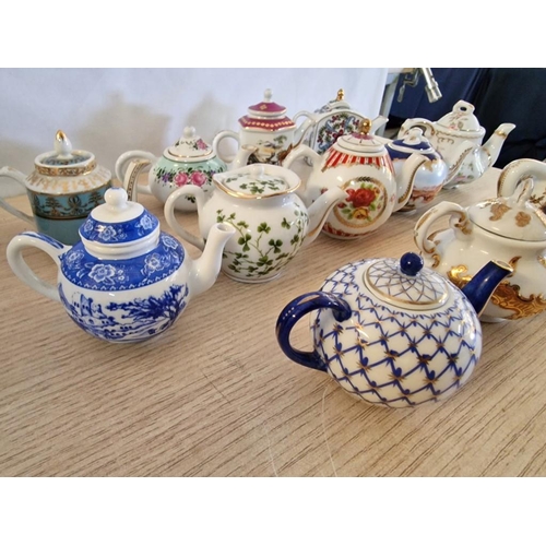 16 - Collection of 12 x Miniature Tea Pots by 'Porcelain Art', (Average H: 8cm), (12)