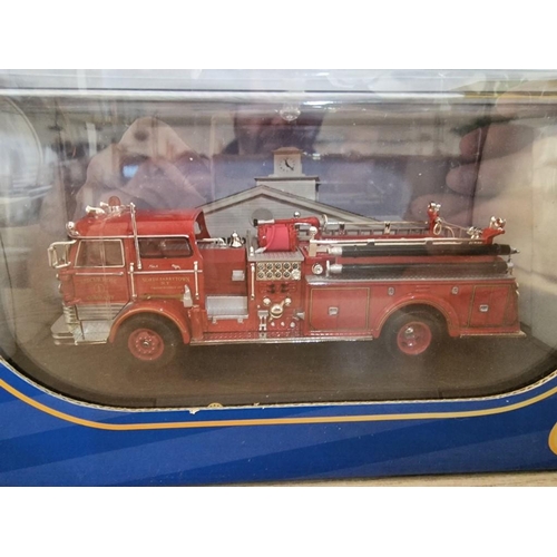 19 - 2 x Boxed 'American Mint' Die Cast Model Fire Engines, and 1 x Die Cast Boxed English Fire Engine, (... 