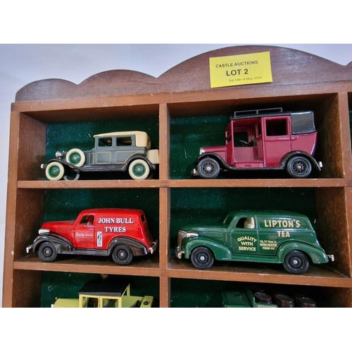 2 - Lledo Wall Hanging Wooden Display Case Complete with 15 x Die Cast Lledo Models of Commercial Vehicl... 