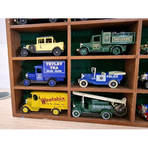 2 - Lledo Wall Hanging Wooden Display Case Complete with 15 x Die Cast Lledo Models of Commercial Vehicl... 