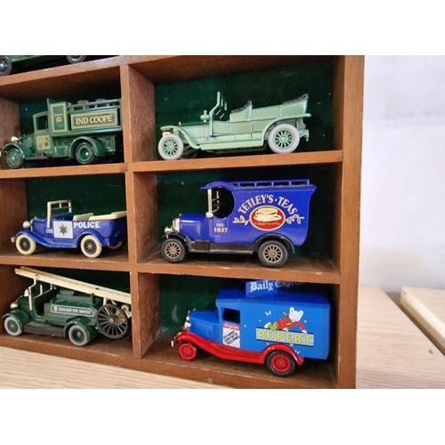 2 - Lledo Wall Hanging Wooden Display Case Complete with 15 x Die Cast Lledo Models of Commercial Vehicl... 