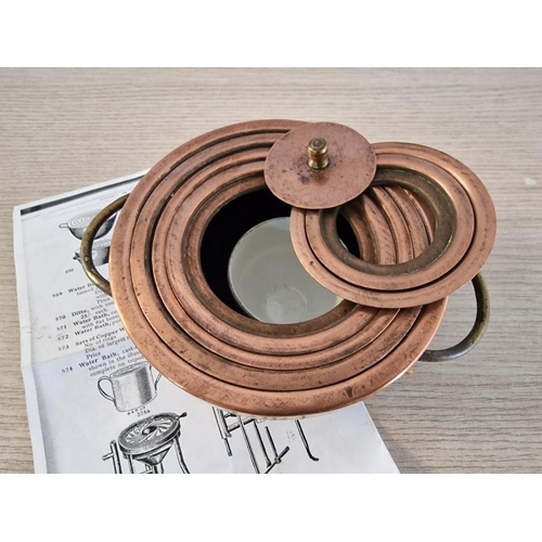 22 - Vintage Laboratory Copper Water Bath with Concentric Rings, Complete with Porcelain Sample Holder, (... 