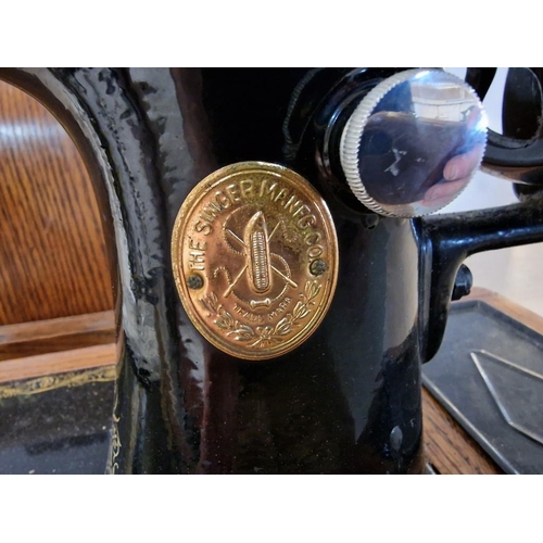 3 - Vintage Singer Sewing Machine, Hand Cranked, Circa 1934, From Elizabethport, New Jersey (USA) Factor... 