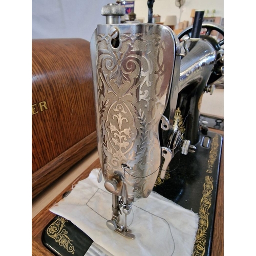 3 - Vintage Singer Sewing Machine, Hand Cranked, Circa 1934, From Elizabethport, New Jersey (USA) Factor... 