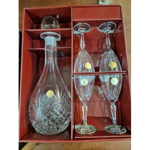 32 - Boxed Gabriella Crystal Sherry Decanter with 4 x Sherry Glasses