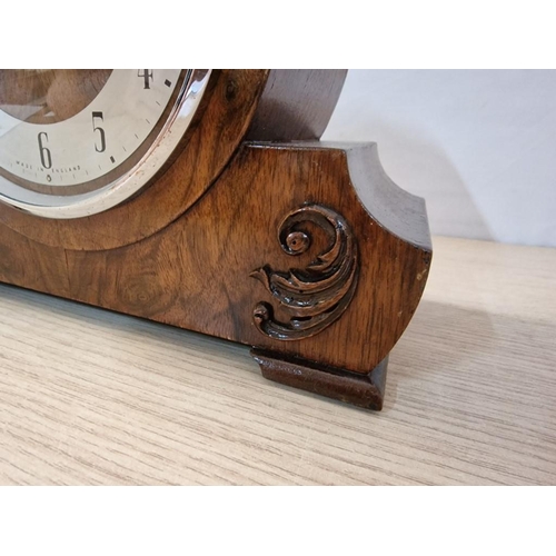 4 - Vintage Enfield Oak Cased Mantle Clock, Made in England, Circa 1930's, Key Wound Chiming Movement, R... 