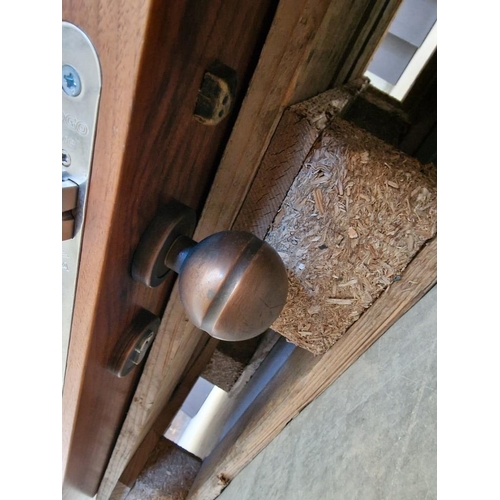 456 - Heavy Solid Wood Exterior / Front Door with Handles, (Approx. 90 x 214cm)