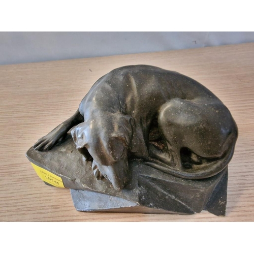 65 - Signed 'Zen Stone' Sculpture of Sleeping Dog, from Devon, England, (Approx. 19 x 9 x 12cm Overall)