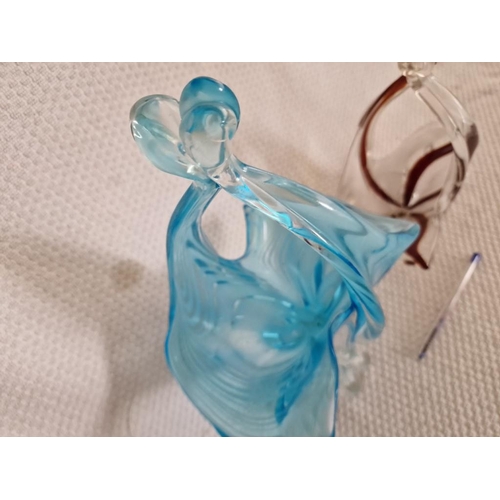 612 - 2 x Asfour Crystal Art Glass Abstract Baskets in Blue, Brown and White Tones, (Approx. H: 36cm), (2)