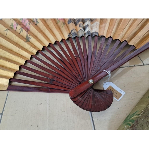 616 - Large Hand Painted Chinese Fan with Box, (Approx. L: 60cm)