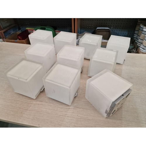 803 - Set of 10 x Frosted Glass Cube Ceiling / Wall Lights