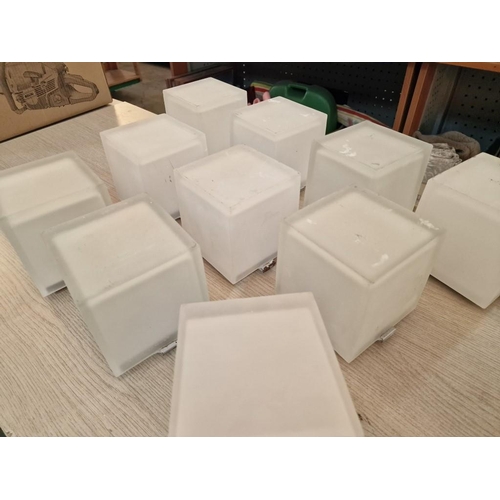 803 - Set of 10 x Frosted Glass Cube Ceiling / Wall Lights